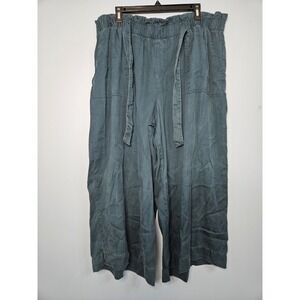 Time & Tru Women Wide Leg Pants XXXL Teal Elastic Waist Drawstring Casual Boho